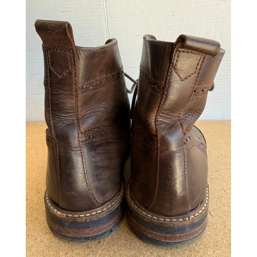 Mens‎ Sz 9.5 ASOS Brown Leather Wingtip Boots Lace Up